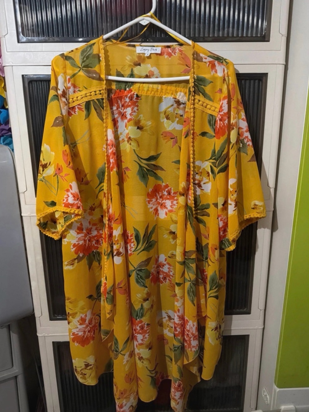 emory park Yellow Floral Kimono Cardigan